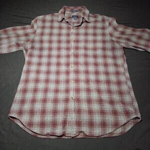 J.CREW Men's Long Sleeve Red And White Flannel Classic Fit Size M Flannel